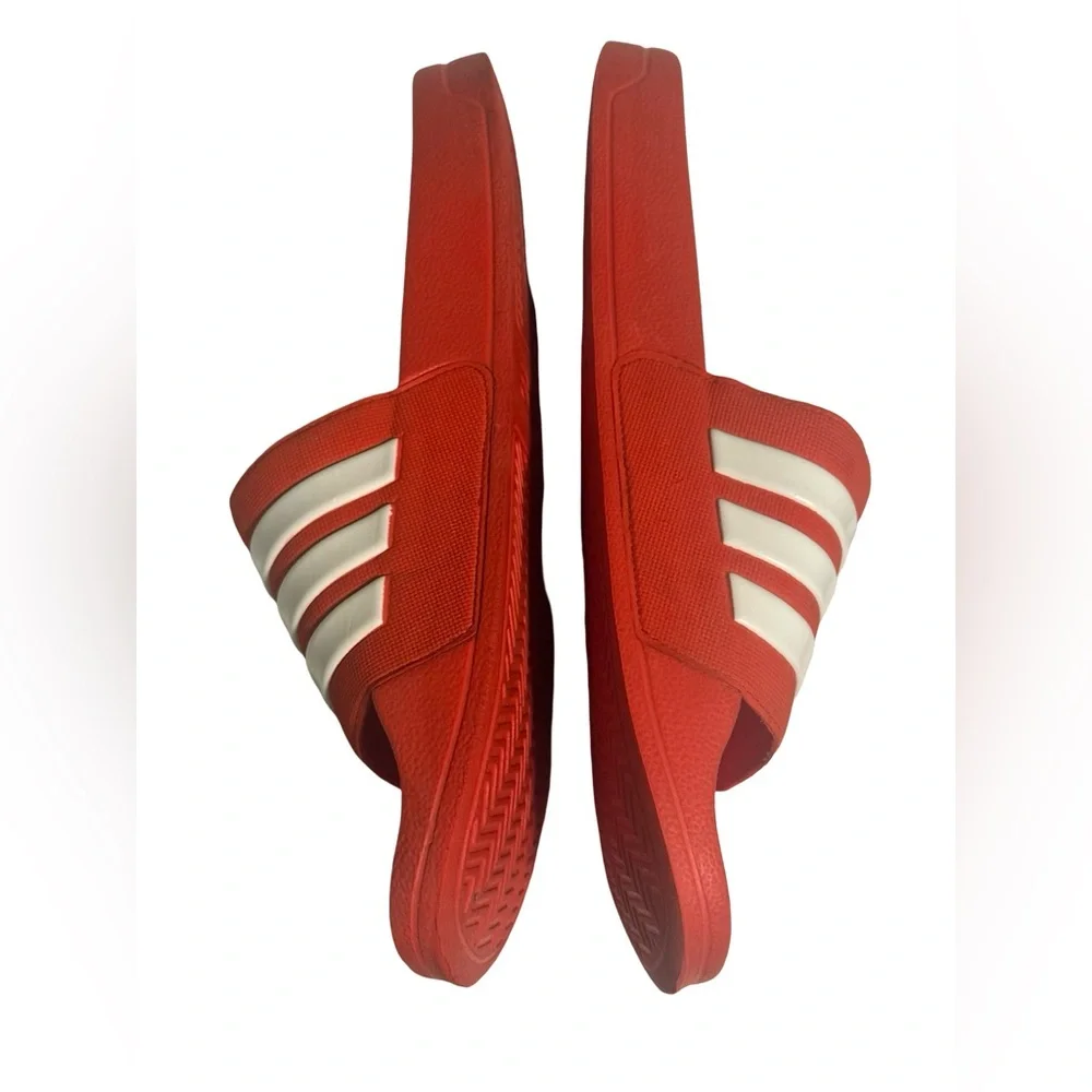 Adidas Men’s Red Sportswear Adilette Cloudfoam Shower Sliders EUC Size 13